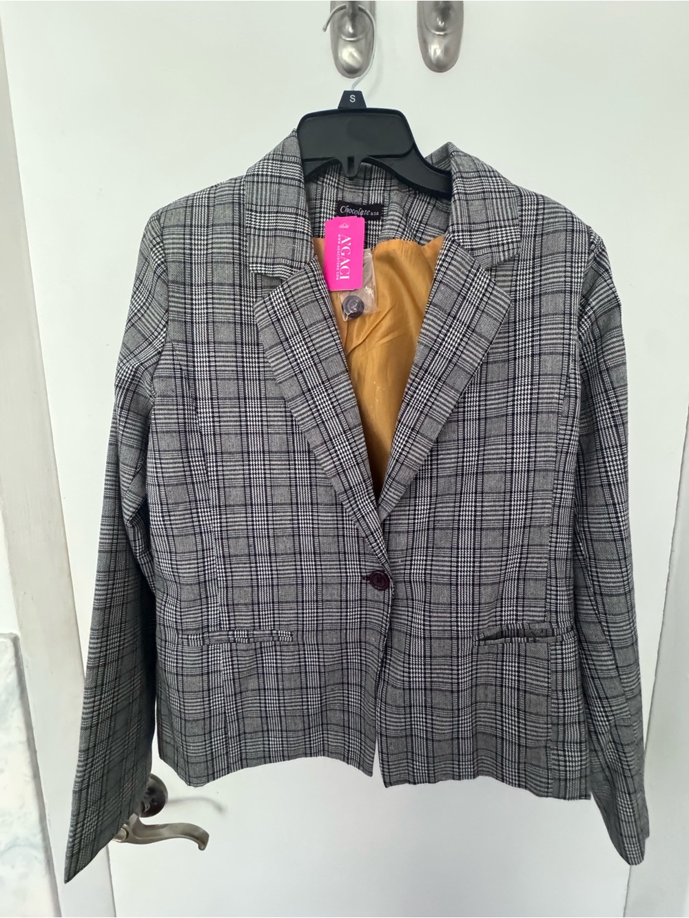 Classic Gray Plaid Blazer - Unknown Brand